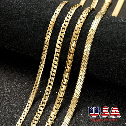 1pc Hip Hop Snake Chain Necklace for Unisex 14k Gold-plated Fashion Stainless Steel Gold Color Jewelry Accessories Party Gift