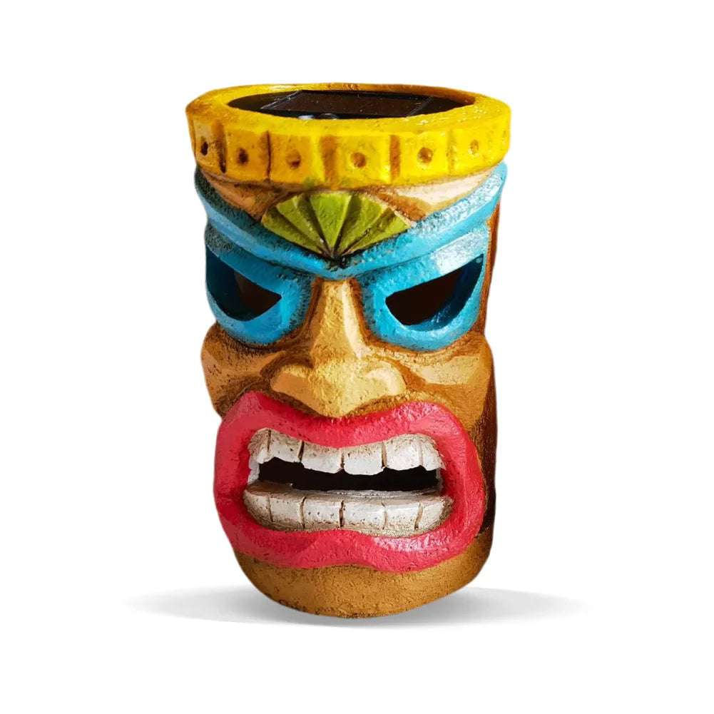 Outdoor Tiki Statue Garden Decoration With Light Solar Powered Tiki Figurine Hawaiian Tiki Ornament Patio Pool Yard Summer Decor