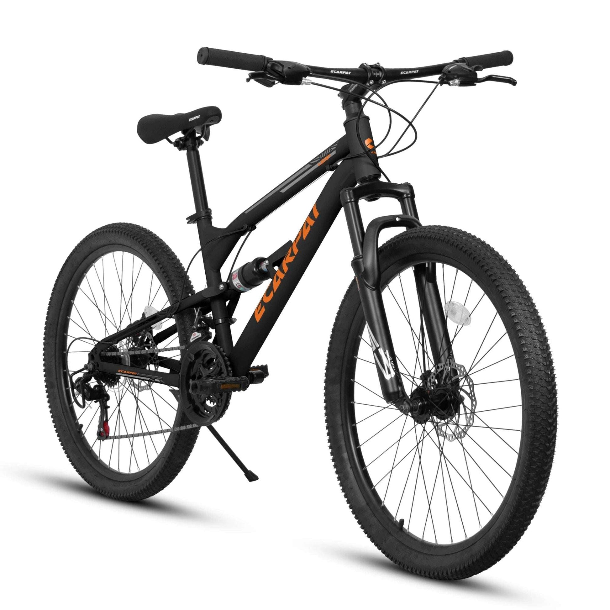 Mountain Bike 26 " Wheel, Dual Full Suspension 21-Speed Disc Brakes Thumb Shifter, Carbon Steel Frame Mountain Bike