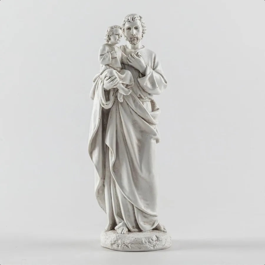 7 " Saint Joseph and Jesus Figure HandPainted Catholic Religious White Statue for Home Decor Gift St. Joseph and Baby Jesus