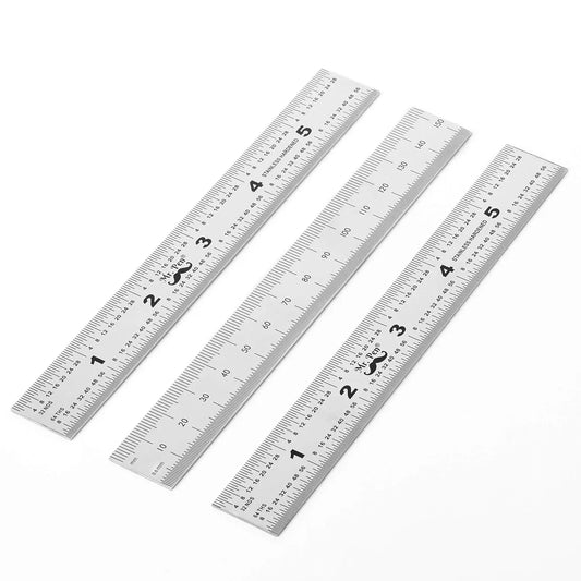 Machinist Ruler, Ruler 6 inch, 3 Pack, mm Ruler, Metric Ruler, Millimeter Ruler, (1/64, 1/32), Precision Rule