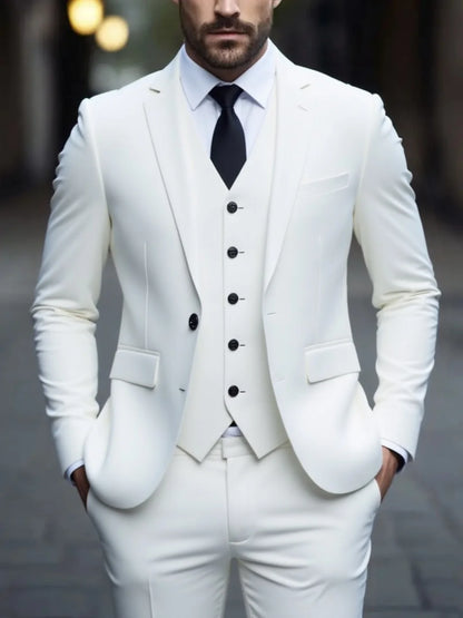 Songwejie Men'S 3-Piece Slim Fit Business Suit - Double Breasted Anti-Wrinkle Formal Wear For All Seasons