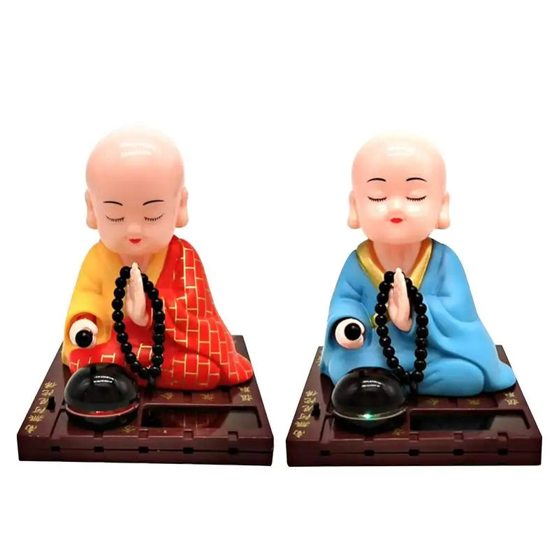 Solar Powered Shaking Head Buddha Dancing Buddhist Monk Figurines Statues Car Dash Board Home Office Table Decorations