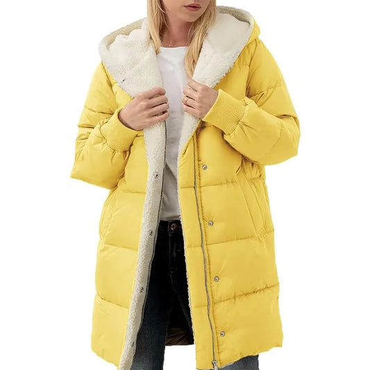 Women Winter Warm Coats Sherpa Fleece Lined Long Hooded Puffer Jacket
