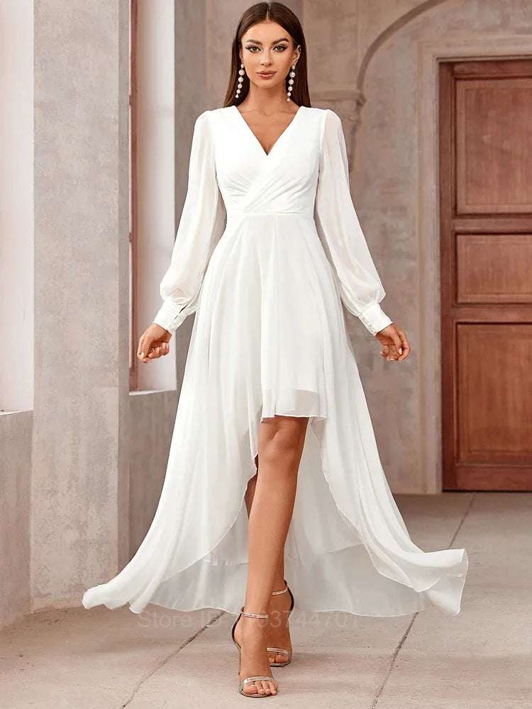 Cocktail Dress Chiffon Long Sleeve Dress Women Evening Party Maxi Dress New Wedding Party Dress  Ladies Evening Dress