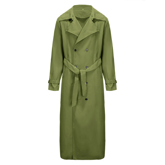 Men'S Classic Wool Blend Trench Coat - Removable Belt, Notched Lapel Collar, Warm Winter Overcoat