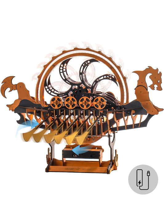 Robotime Rokr Viking ship Moveable Model for Kids Great Present Choice Eco-friendly Wood 3D Wooden Puzzle Dragon-boat Toys