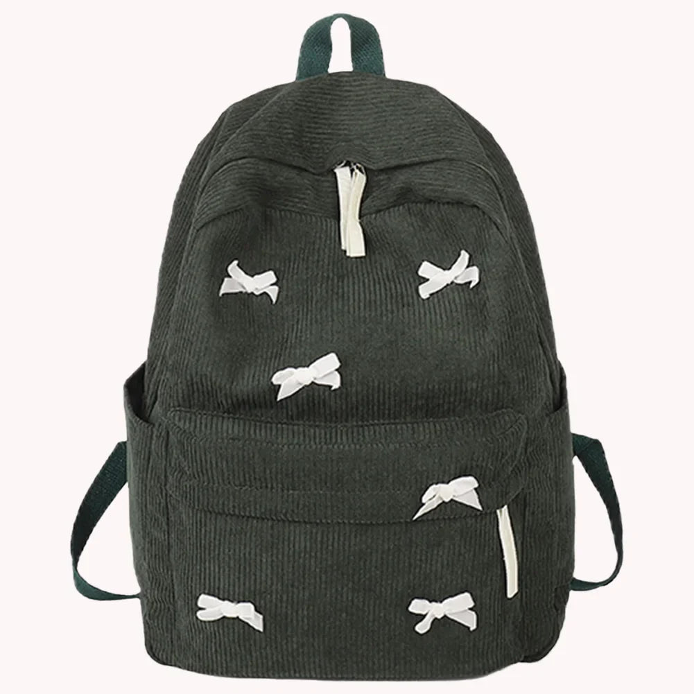 Women Corduroy Bookbag Multi Pocket Casual Daypack Adjustable Strap Laptop Backpack Rucksack for Work Travel