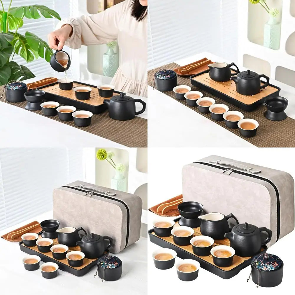 Elegant Travel Tea Set: Japanese-Style With 6 Cups For Traditional Chinese Gongfu Tea Ceremonies