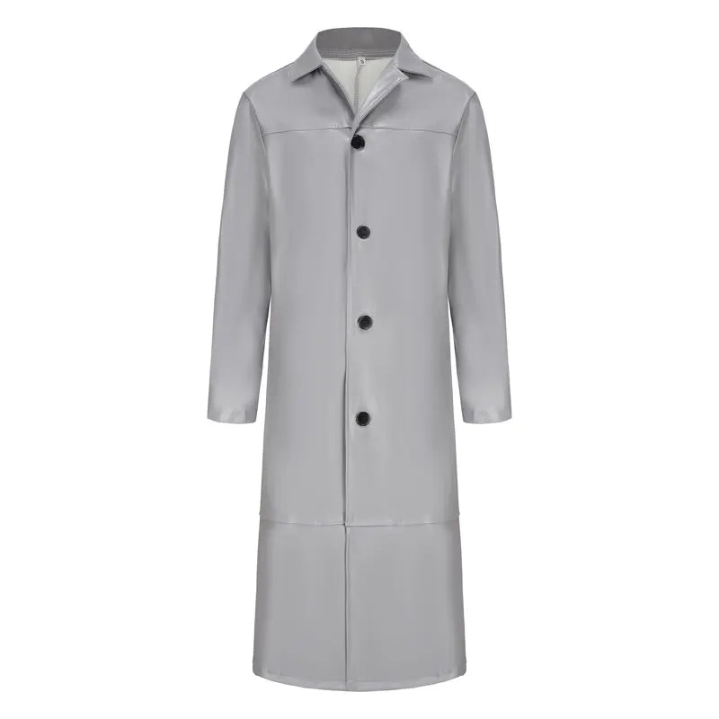 Streetwear Men Faux Leather Trench Fashion Long Windbreaker Coat Slim