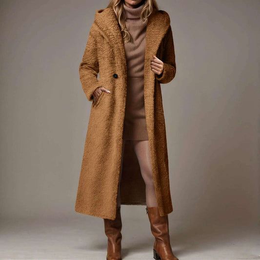 Lamb Wool Coat Women Fuzzy Fleece Lapel Open Front Long Cardigan Coat Faux Warm Winter Outwear Jackets Manteaux Hiver Femme
