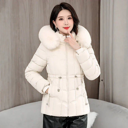 Winter 2025 New Down Jacket Women'S Parkas Fashion -Quality Warm Cotton Padded Coat Ladies Short Overcoat Hooded Overwear Tops