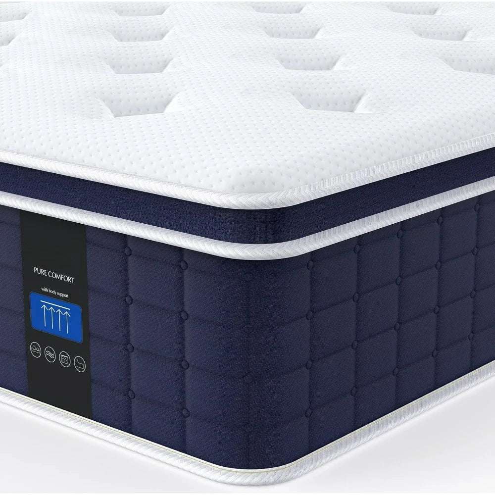 12 " California King Mattress, Hybrid Cal King Mattress In A Box, Medium Firm, 3 Layer  Foam With Pocket Springs
