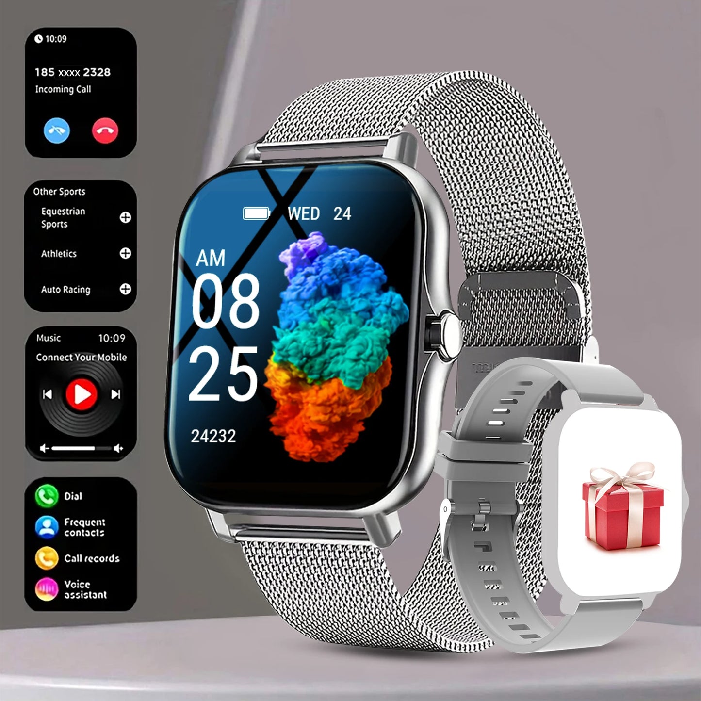 Odelettevcy Smart Watch | Bluetooth Call, Fitness Tracker, Heart Rate & Sleep Monitor | Android | Silver