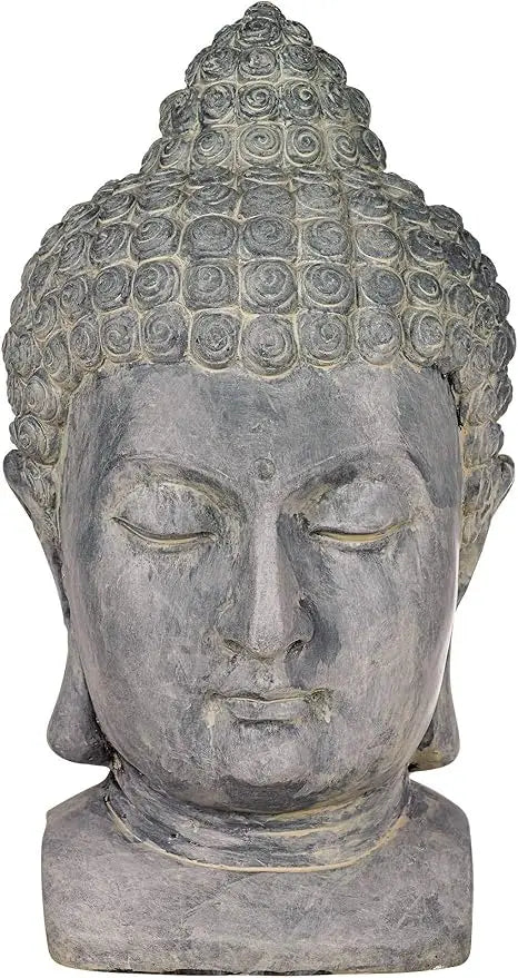 Meditating Buddha Head Statue Sculpture Zen Asian Japanese Garden Deco
