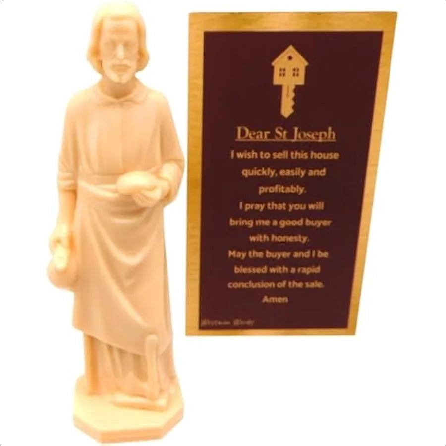 Westmon Works St Joseph House Selling Statue and Double Sided Prayer Card FaithBased Figurine with Prayer for Selling Homes Mad