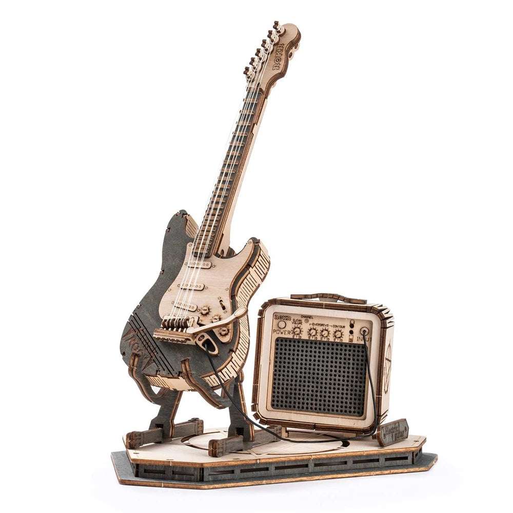 Robotime Rokr Electric Guitar 3D Wooden Puzzle For Kids Adults Assembly Creative Toys Building Block Set For Christmas Gifts