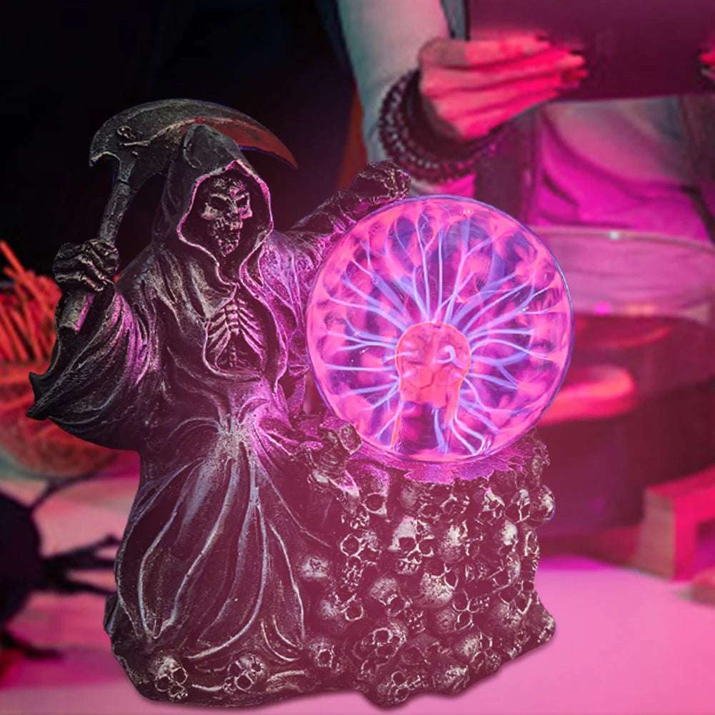 Halloween Light Up Ghost Fortune Teller Touch Sensing Spooky Grim Reaper Decor Dead Grim Reaper Statue Haunted House Decoration
