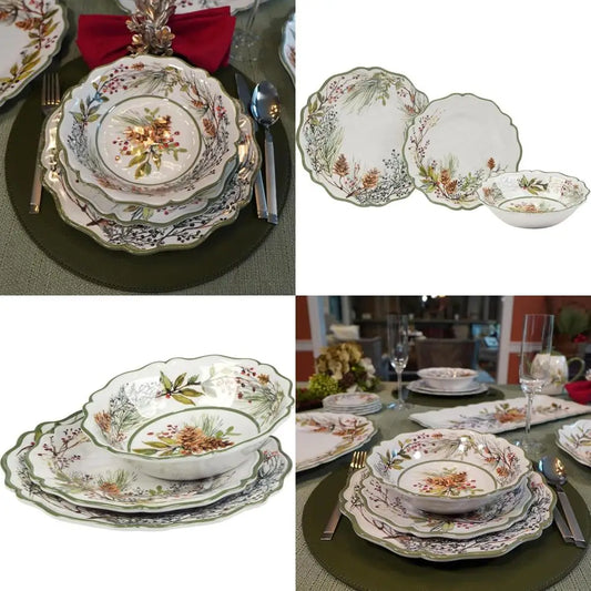12-Piece Dinnerware Set For 4, Elegant Winter Collection