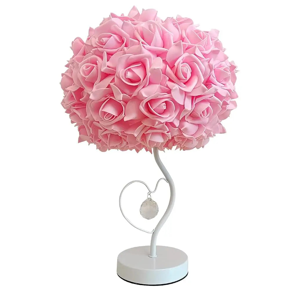 Zyleiesenbao Pink Rose Flower Bedside Lamp Princ Table Lamp Flower Lamp For Nightstand Desk Light For Bedroom Women Girl Dating