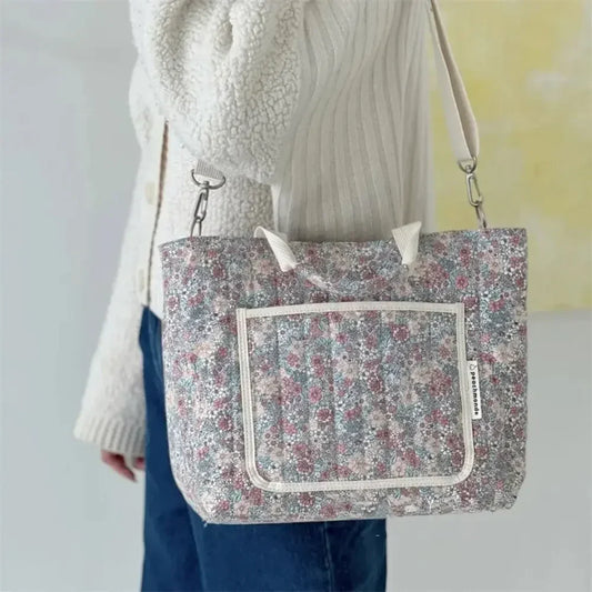 Portable Floral Printing Mummy Baby Bag Multifunctional Large Capacity Storage Bag Cotton Lightweight Crossbody Bag Baby Care