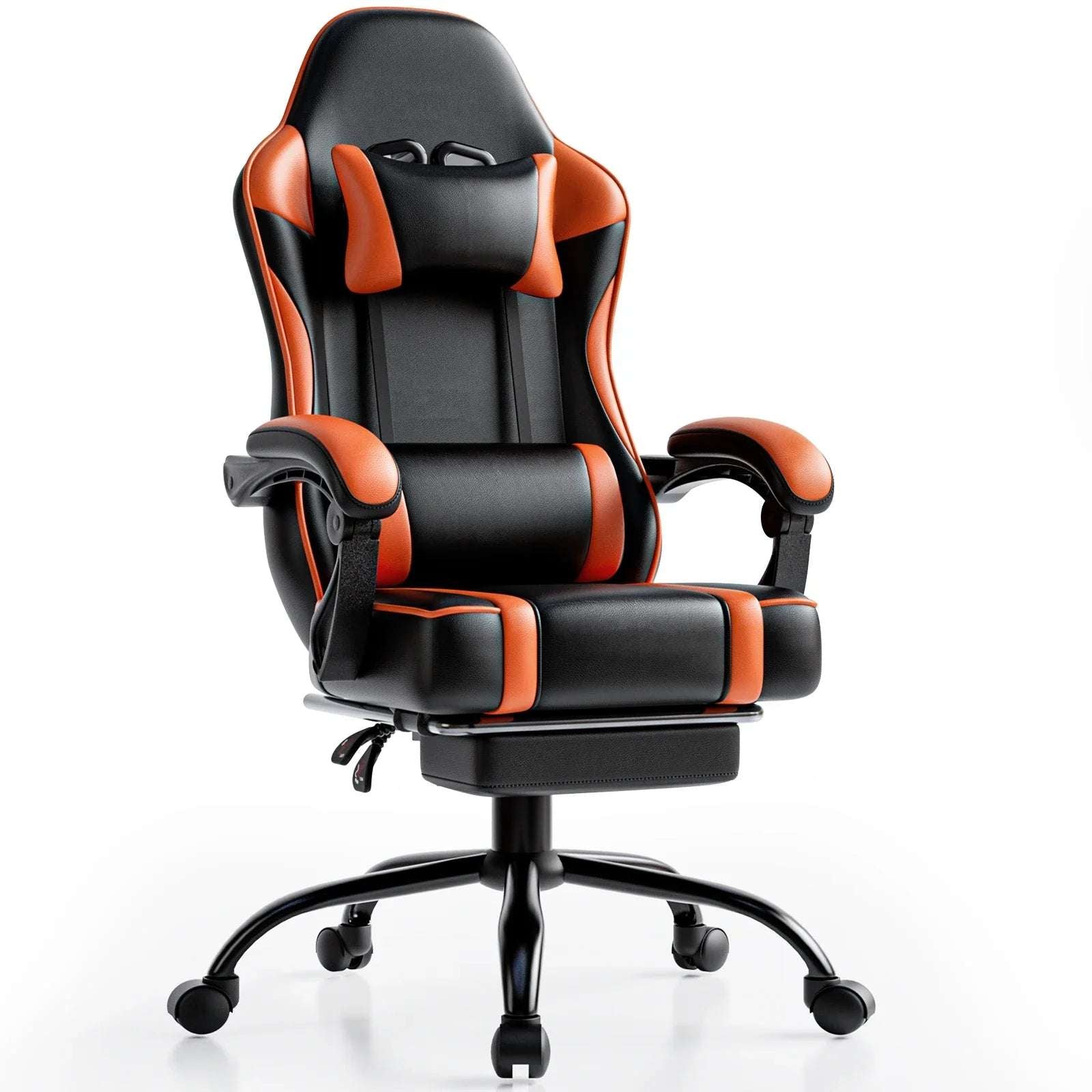 Gaming Chair with ftrest, PU Leather Video Game Chairs for Adults, Reclining Gamer Chair Office Desk Chair