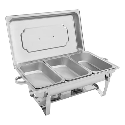Chafing Dish Buffet Set 3 Grid Stainless Steel Rectangular Catering Chafer Warmer Set Buffet Dishes Warming Set 63.5*35.5*32Cm