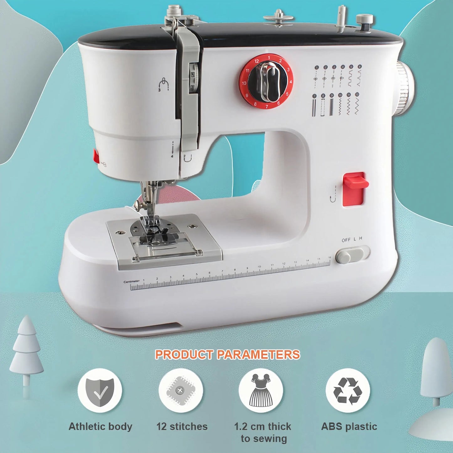 12 Stitches Electric Sewing Machine Mini Double Thread Sewing Machine With Foot Pedal High Quality Us Plug