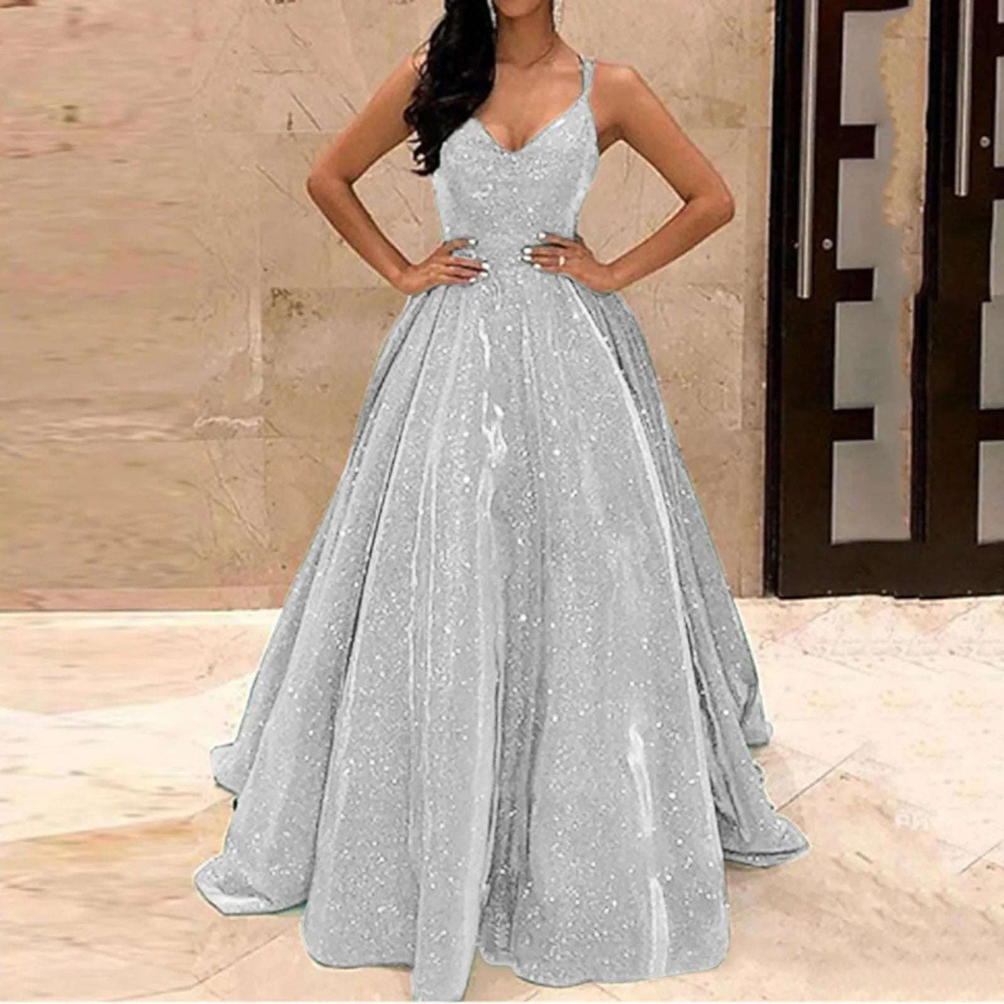 2022 Women's Fashion Sling Slim Dress Evening Dress Long Silk Dress fo