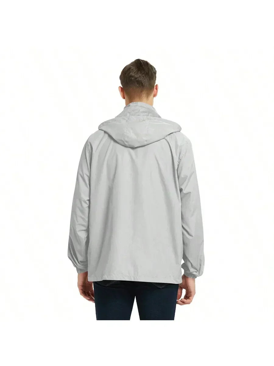 Mens Lightweight Windbreaker Waterproof Rain Jacket Hooded Windbreaker Jacket With Zipper Closure Suitable For Outdoor Play