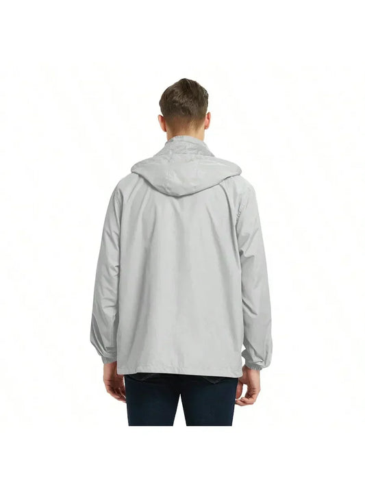 Mens Lightweight Windbreaker Waterproof Rain Jacket Hooded Windbreaker Jacket With Zipper Closure Suitable For Outdoor Play