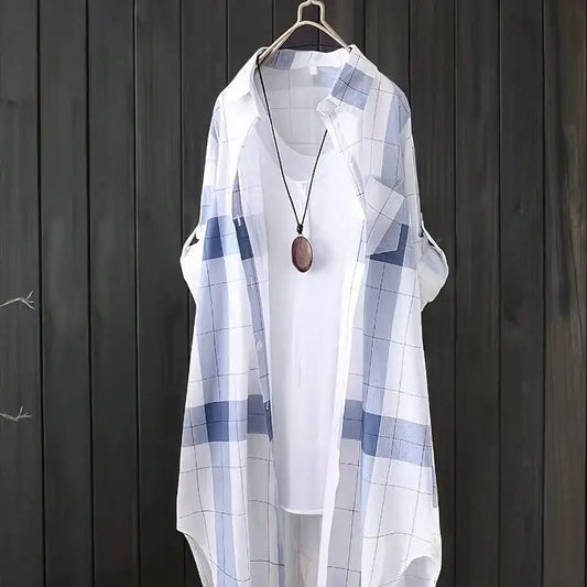 2025 Fall Fashion Plaid Shirt - Women Plus Size Long Sleeve Top | Loose Elegant Casual Blouse | Oversized Shacket Style