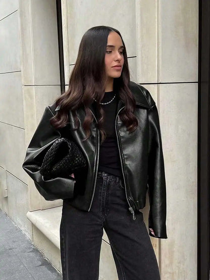 Women'S Vintage Matte Leather Motorcycle Jacket  Zipper Closure, 6 Colors, Sizes Xxs’Xl