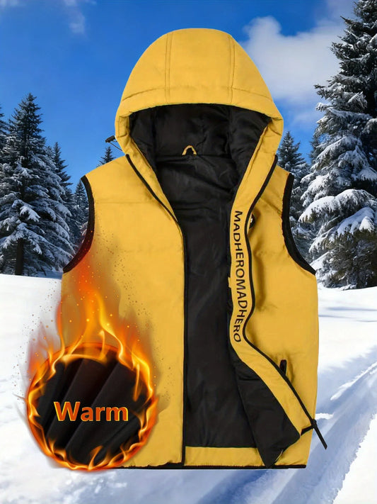 Men'S Winter Warm Quilted Down Vest - Sleeveless Hooded Zipper Gilet