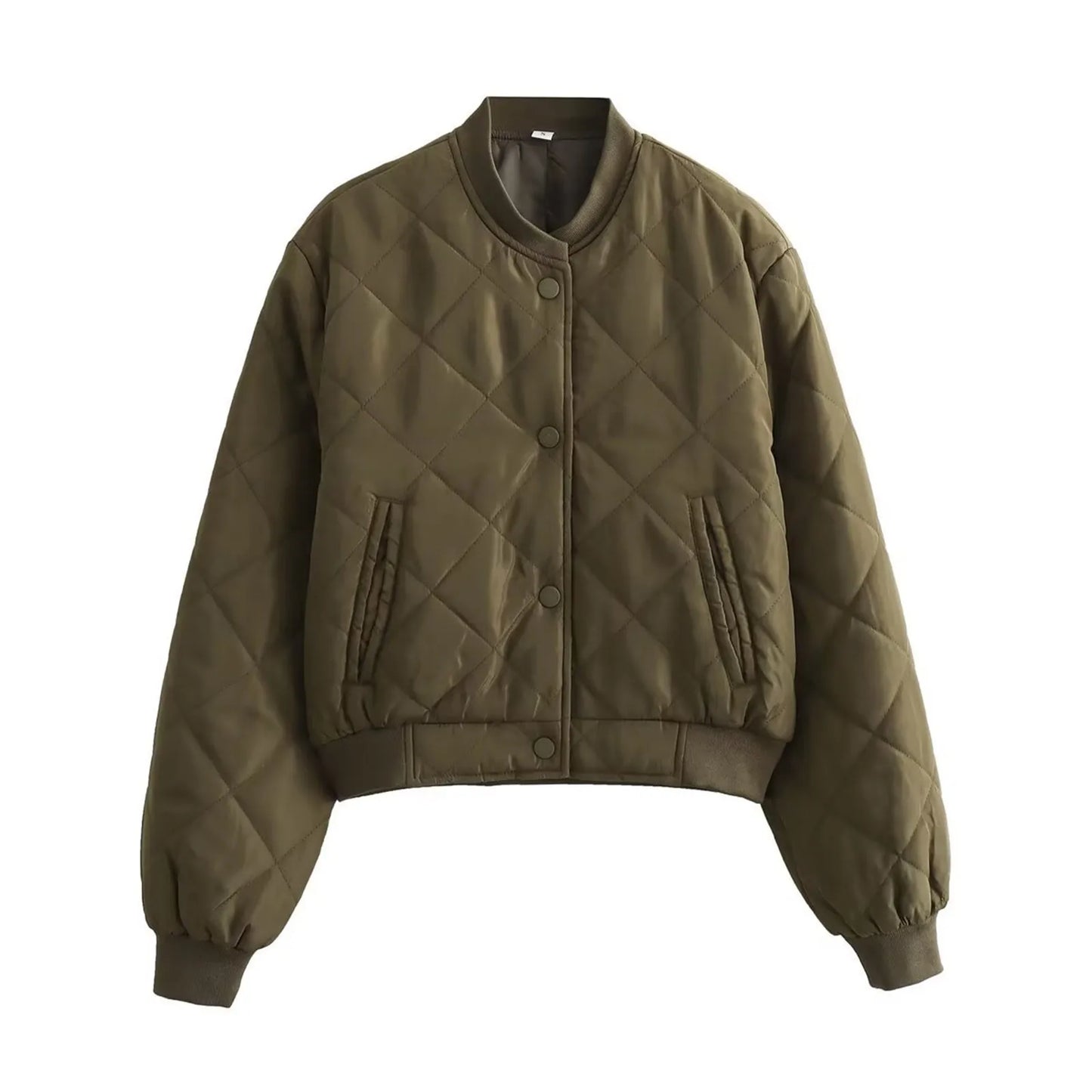 Cotton Padded Warm Jackets Women Lightweight Button Diamond Quilted Coats Streetwear Autumn Winter Pilot Jackets Female Outwear