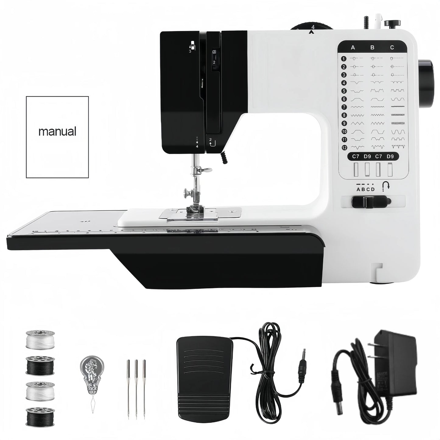 12 Stitches Mini Sewing Machine Electric Double Thread Sewing Machine With Extension Table Automatic Winding Design Us