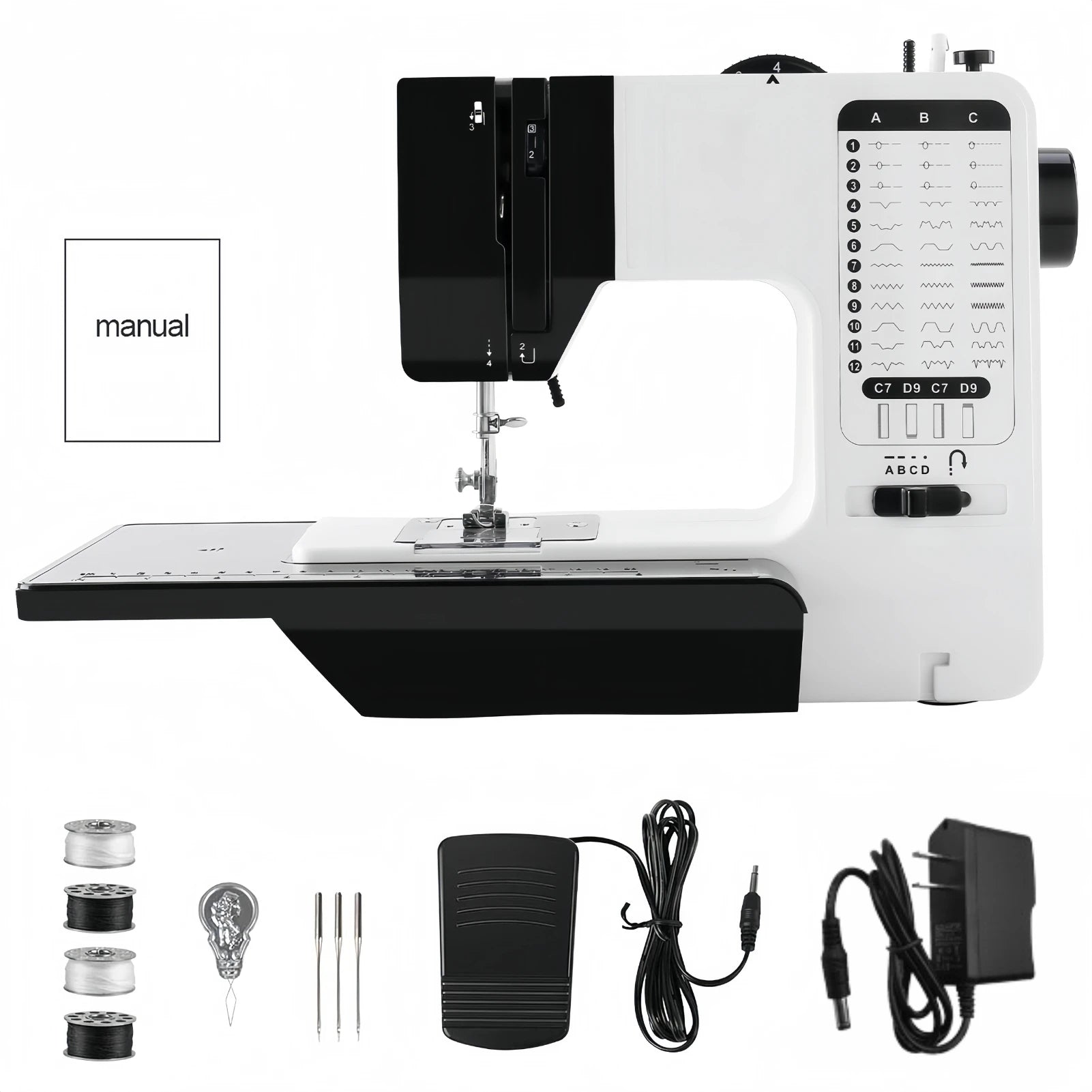 12 Stitches Mini Sewing Machine Electric Double Thread Sewing Machine With Extension Table Automatic Winding Design Us
