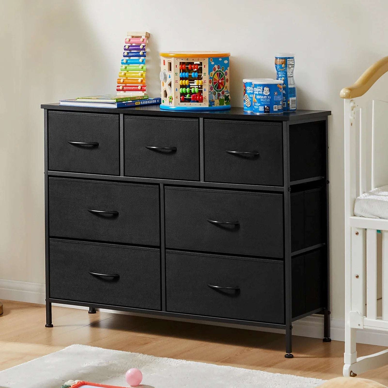 Dresser For Bedroom With 7 Fabric Drawers Organizer Storage Closet Chest Clothes For Living Room Display Cabinet Of Furniture