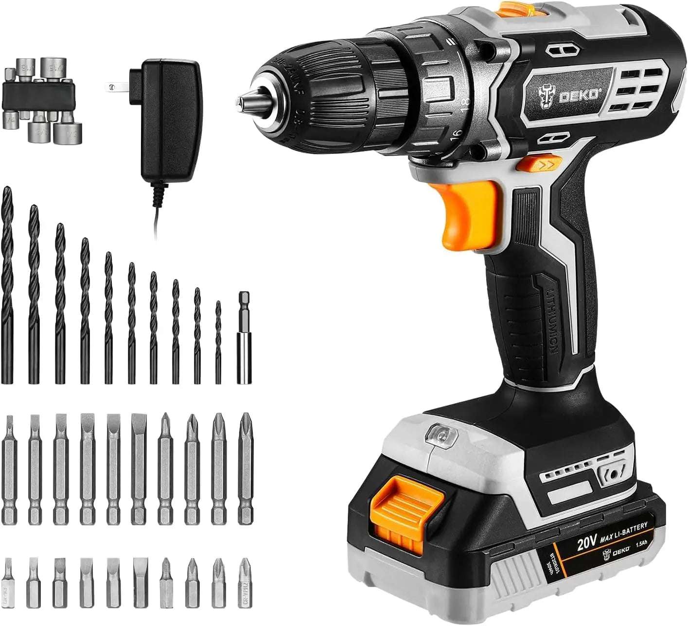 Power Drill Cordless:Cordless Drill 20V Electric Power Drill Set Drills Cordless with Battery and Charger Drill Driver
