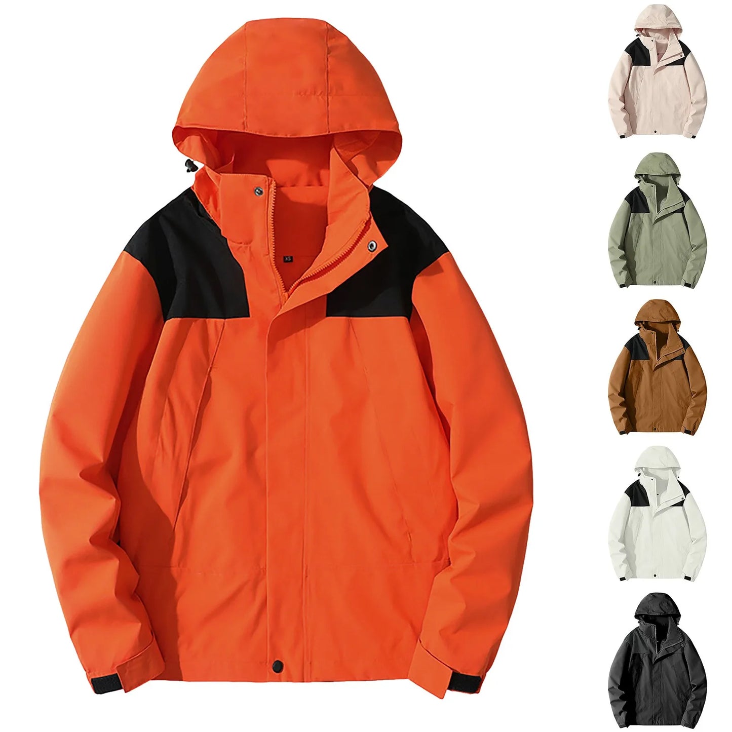 Women'S Interchange Jacket Color Blocking Fashion Windbreaker Waterproof Raincoats Lightweight Trench Hiking Casual Outerwear