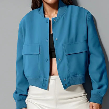 2024 Woman Bomber Jacket Coat White Autumn Winter Button Baseball Avia
