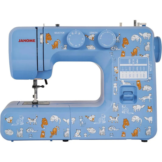 Janome Cat Fancy Easy-To-Use Sewing Machine With Interior Metal Frame, Bobbin Diagram, Tutorial Videos, Made With Beginners