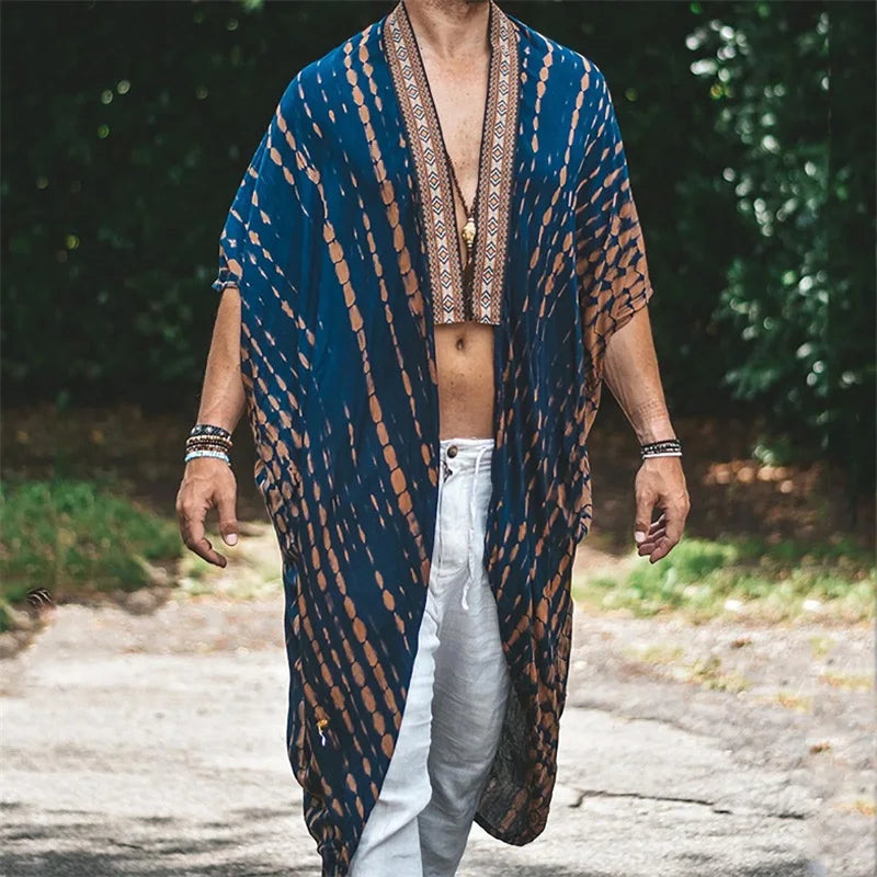 Men's Lightweight Summer Beach Robe Jackets with Open Front and Long Cardigan Design for Casual Vacation Outfits