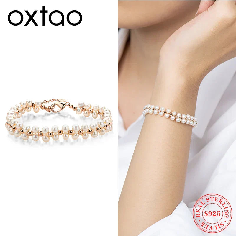 Natural Freshwater Pearl Fashion Bracelet Ladies Double Layer Elegant Bracelet 14K Gold Plated for Women Wedding Jewelry