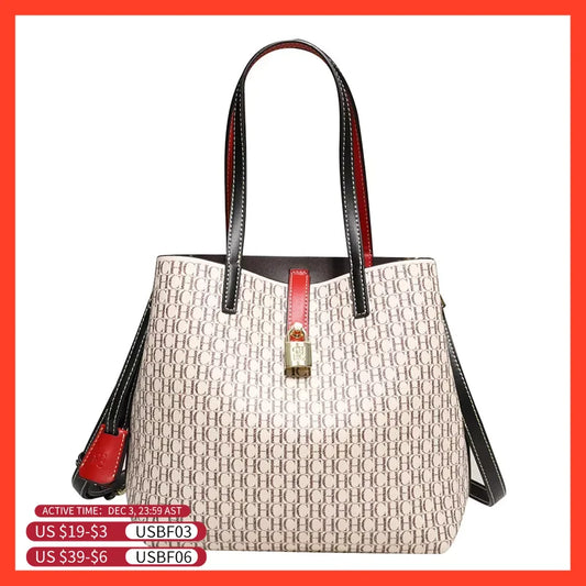 CH Women Bag 2024 New Large Capacity  Single Shoulder Messenger  Small Bucket Bag 100% Leather Metal Decoration Women