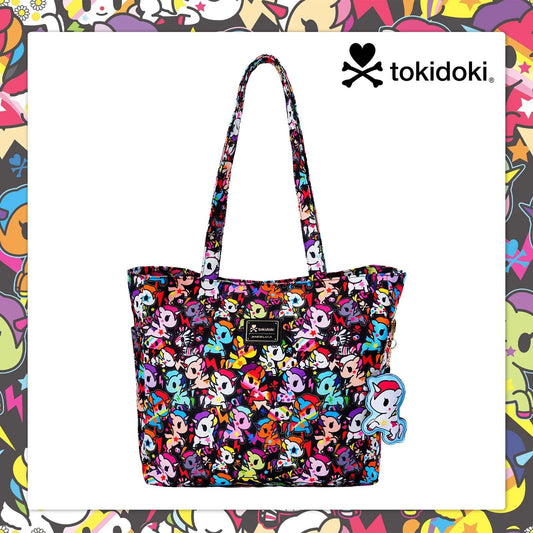 Official Tokidoki Unicorno Large Tote Bag with Unicorno Keychain, Lightweight Shoulder Bag Shopping Bag for Women Girls Travel