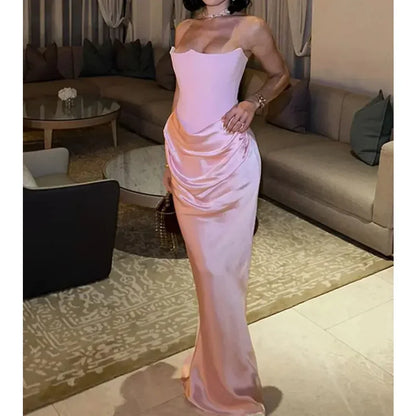 Xtocean Gorgeous Long Dress WoMen Elegant Off-Shoulder Strapless Hip Packa