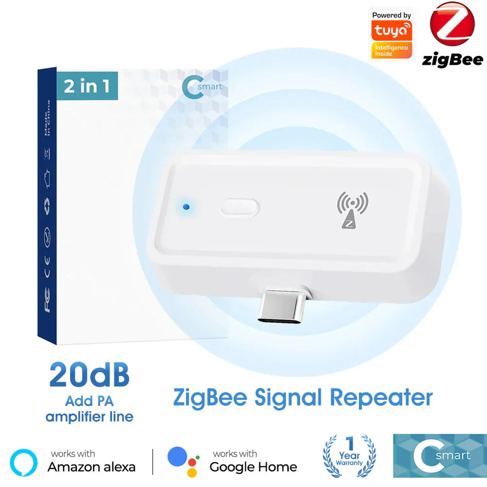 ZigBee Amplifier Extender Output Power Up To 20db Type C Signal Booster Work for Alexa Google Home Smart Home Automation Devices