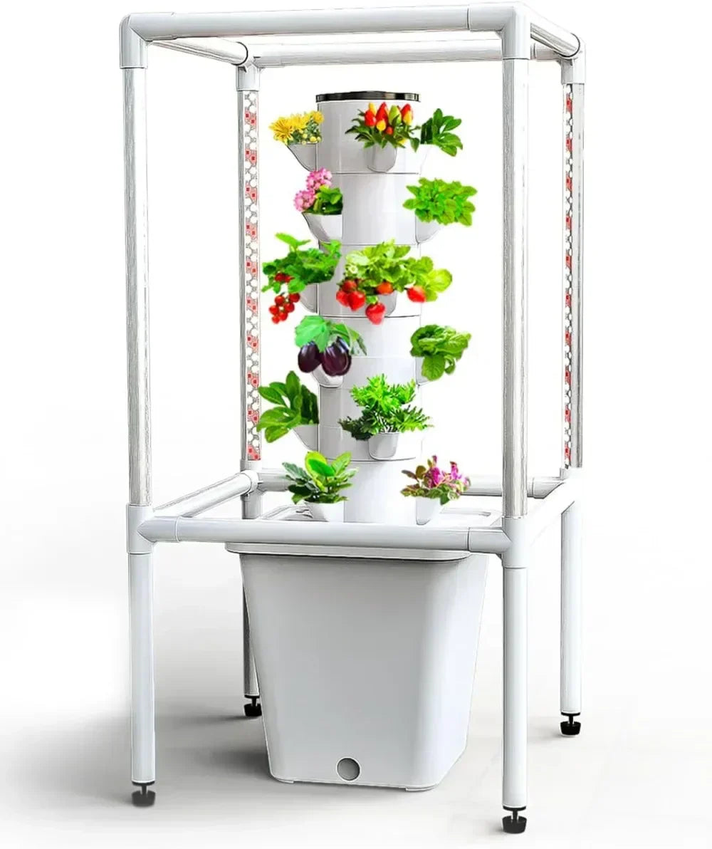 Tower Garden Hydroponics Growing System,18-Plant Indoor Vertical Garden with LED Timing Grow Light,Nursery Germination Kit