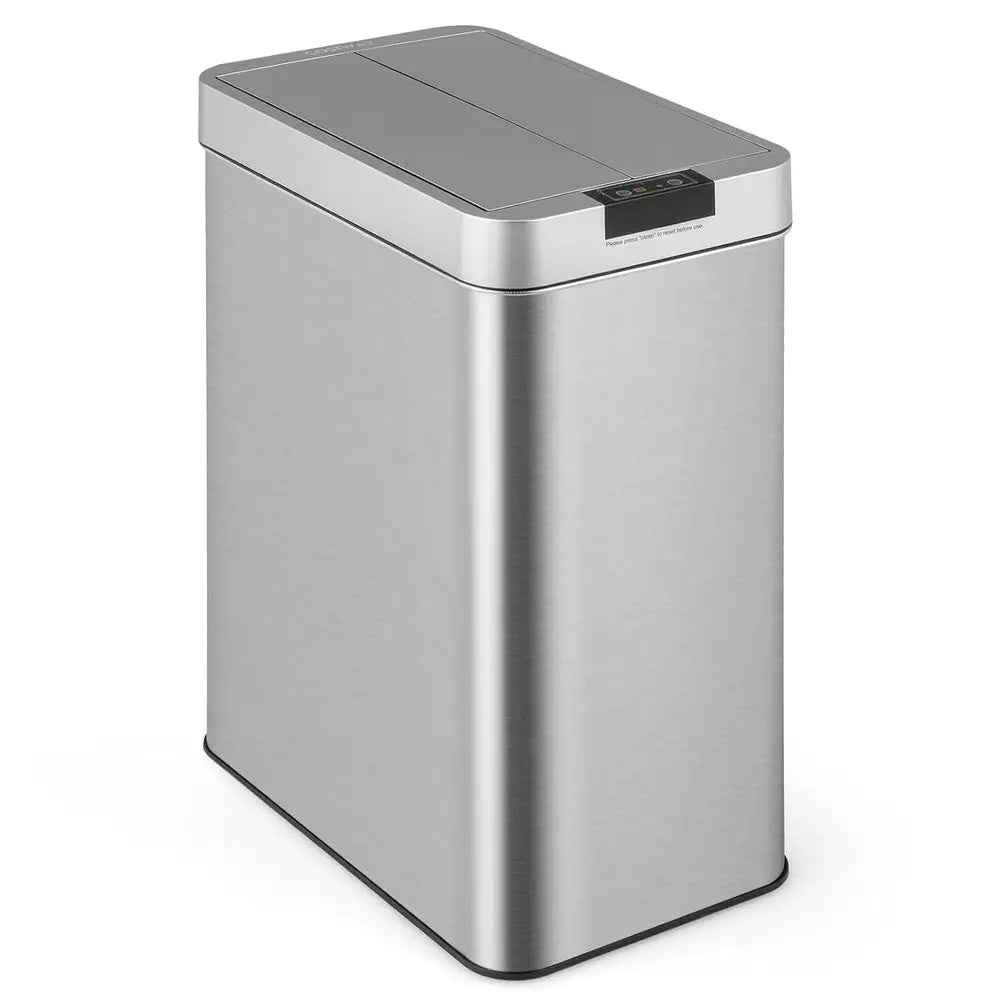 Slim Kitchen Trash Can, 13.2 Gallon Motion Sensor Garbage Bin With Wing Lids, Anti-Fingerprint Touchless Waste Bin With Soft-Clo